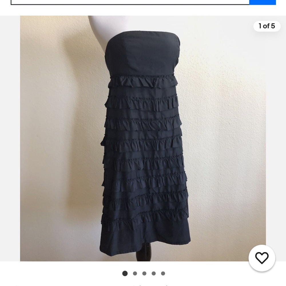 Gap Silk and Cotton Little Black Strapless Ruffle Party Dress Size 2 - Picture 4 of 15